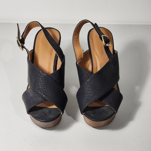 Maurices Wedge Peep Toe Strappy Heels Sandals Shoes Beverly Womens Size 6 - Picture 5 of 8